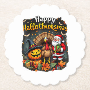 Happy Hallo Bedankt mas Merry Christmas Santa Clau Kartonnen Onderzetters