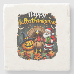 Happy Hallo Bedankt mas Merry Christmas Santa Clau Stenen Onderzetter