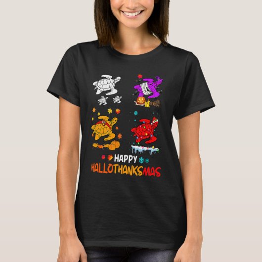 Happy Hallo Bedankt Mas Thanksgiving Halloween mas T-shirt (Voorkant)