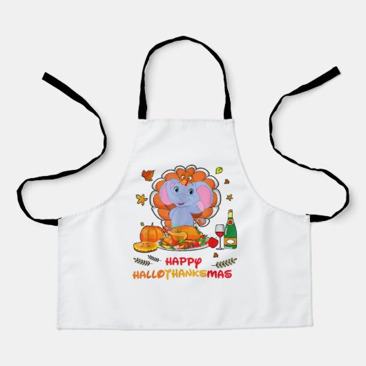 Happy Hallo olifant Drink wijn dank u cadeau Schort (Voorkant)