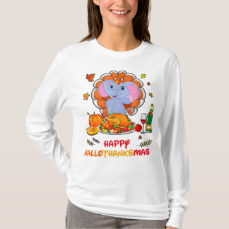 Happy Hallo olifant Drink wijn dank u cadeau T-shirt