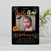 Happy Hallo-one Halloween 1e Verjaardag Foto Echt Folie Uitnodiging (Staand Voorkant)