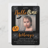 Happy Hallo-one Halloween 1st Birthday Foto Kaart (Voorkant)