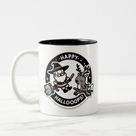 Happy Hallo-Oops! Santa Dressed as a Witch, Deer Tweekleurige Koffiemok