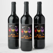 happy hallo-wine funny halloween glass wine drink wijn etiket (Flessen)