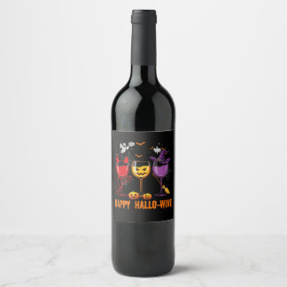 happy hallo-wine funny halloween glass wine drink wijn etiket