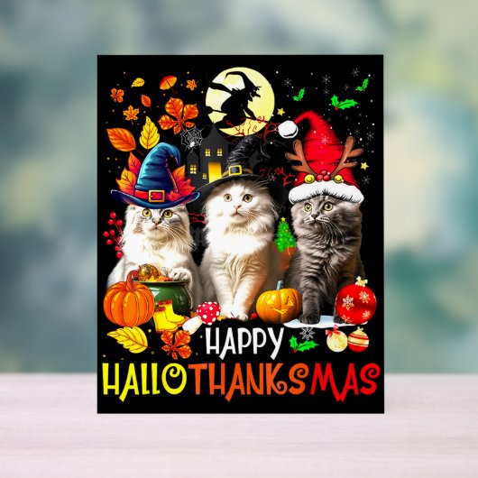 Happy HalloBedanktMas Cats Acryl Bord (Neutraal)