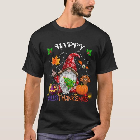 Happy HalloBedanktMas Gnome T-shirt (Voorkant)