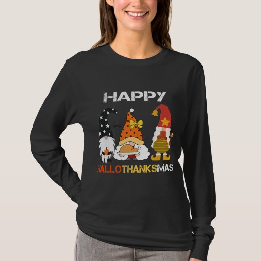 Happy HalloBedanktMas Gnomes Halloween T-shirt (Voorkant)