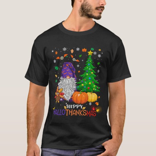 Happy HalloBedanktMas Gnomes T-shirt (Voorkant)