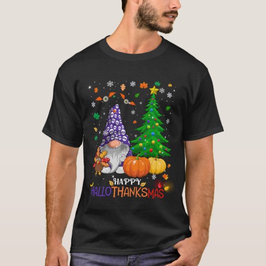 Happy HalloBedanktMas Gnomes T-shirt (Voorkant)