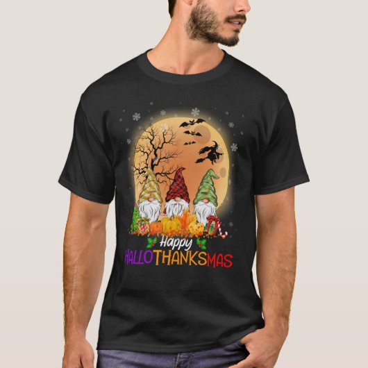 Happy HalloBedanktMas Gnomes T-shirt (Voorkant)