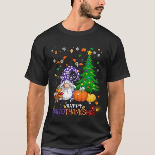 Happy HalloBedanktMas Gnomes T-shirt (Voorkant)