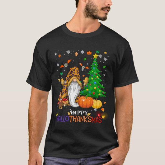 Happy HalloBedanktMas Gnomes T-shirt (Voorkant)