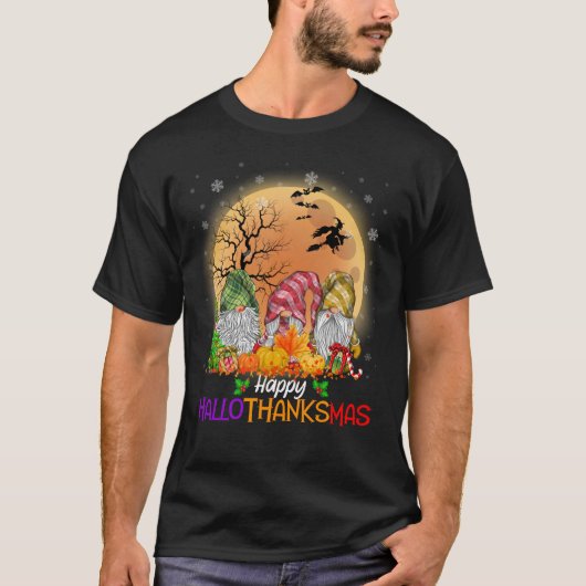 Happy HalloBedanktMas Gnomes T-shirt (Voorkant)