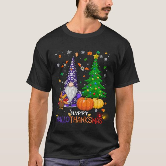 Happy HalloBedanktMas Gnomes T-shirt (Voorkant)