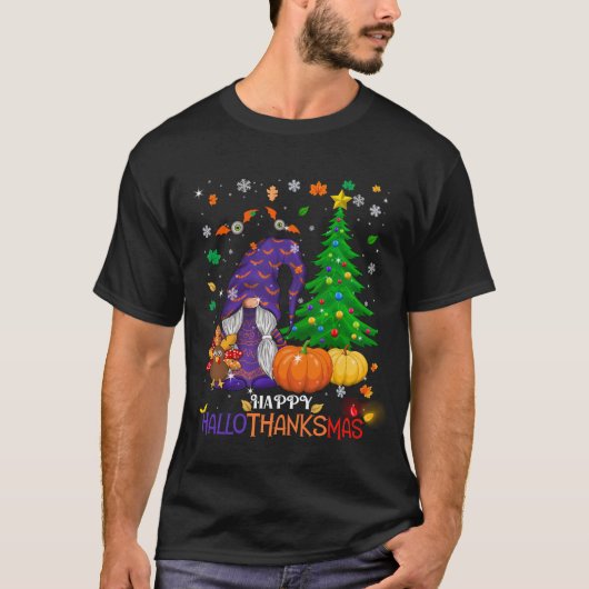 Happy HalloBedanktMas Gnomes T-shirt (Voorkant)