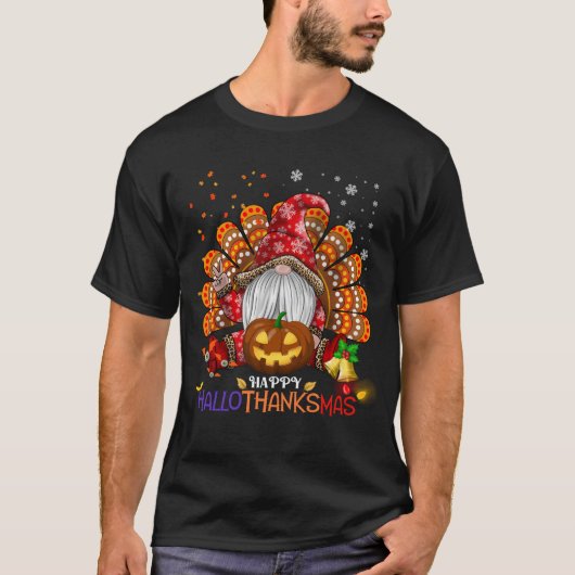 Happy HalloBedanktMas Gnomes T-shirt (Voorkant)