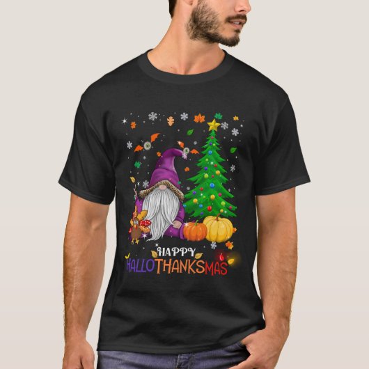 Happy HalloBedanktMas Gnomes T-shirt (Voorkant)