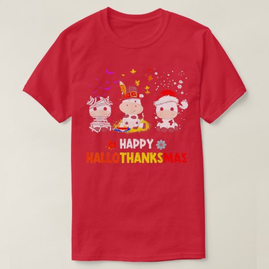Happy HalloBedanktMas Santa Koe Halloween Thanksgi T-shirt (Design voorkant)