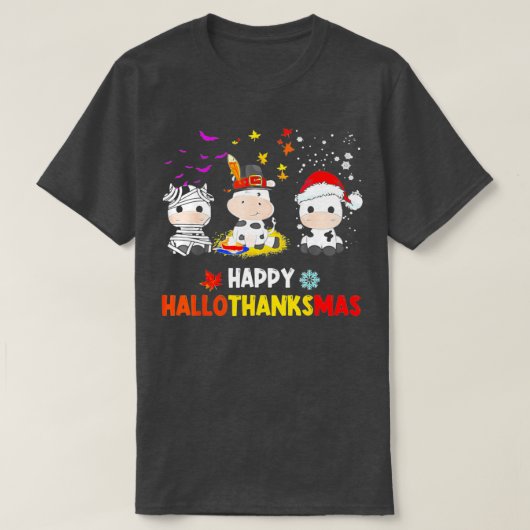 Happy HalloBedanktMas Santa Koe Halloween Thanksgi T-shirt (Design voorkant)
