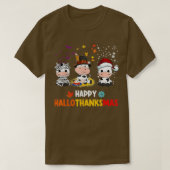 Happy HalloBedanktMas Santa Koe Halloween Thanksgi T-shirt (Design voorkant)