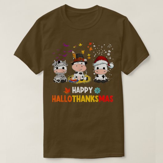 Happy HalloBedanktMas Santa Koe Halloween Thanksgi T-shirt (Design voorkant)