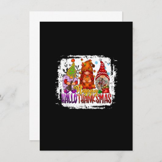 Happy HalloDankMas Gnome Halloween Kerstmis dan an Kaart (Voorkant / Achterkant)