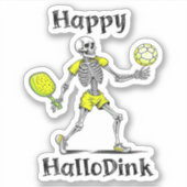 Happy Hallodink | Halloween en Pickleball Pun Sticker (Voorkant)