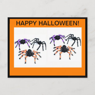 HAPPY HALLOEEN BRIEFKAART MET SCHAARSPIDERS
