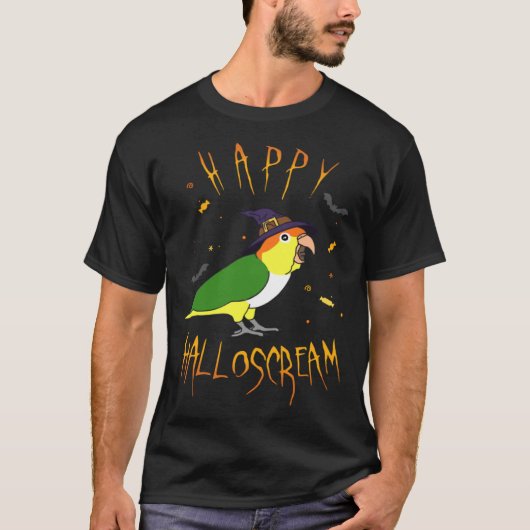 Happy Halloscream White Bellied Caique Witch Hat B T-shirt (Voorkant)