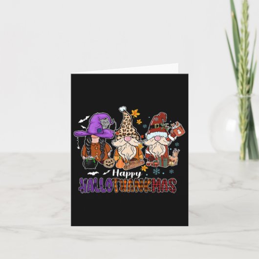 Happy Hallothankmas Gnomeis Halloween Thanksgiving Kaart (Voorkant)