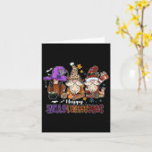 Happy Hallothankmas Gnomeis Halloween Thanksgiving Kaart (Gele Bloem)