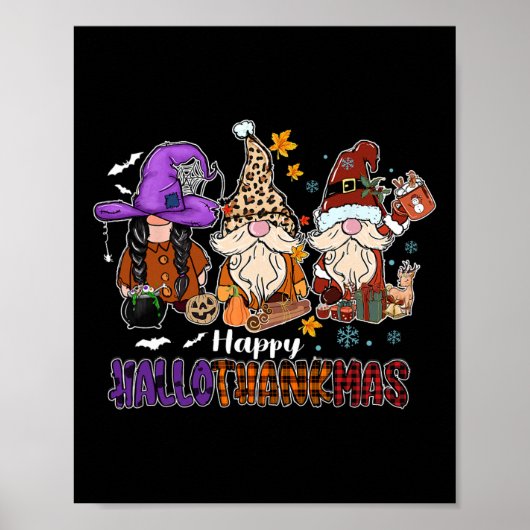 Happy Hallothankmas Gnomeis Halloween Thanksgiving Poster (Voorkant)
