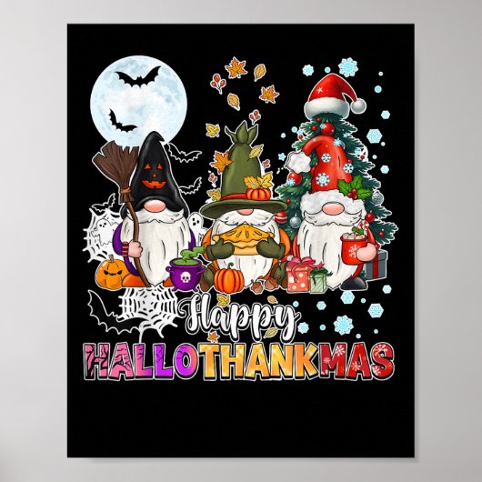 Happy Hallothanksams Gnomes Lover Grappig Hallowee Poster (Voorkant)