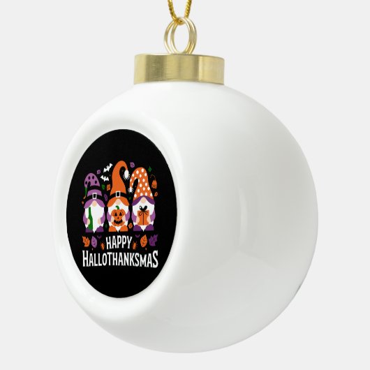 Happy Hallothanksams Gnomes Lover Merry Christmas Keramische Bal Ornament (Rechts)