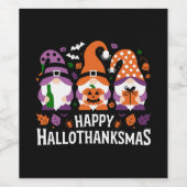 Happy Hallothanksams Gnomes Lover Merry Christmas Wijn Etiket (Enkel label)