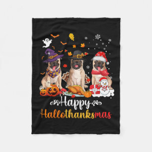 Happy Hallothanksams Pug Dog Halloween Kerstmis Fleece Deken