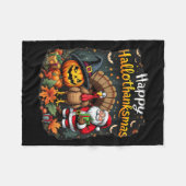 Happy Hallothanksams voor Halloween Thanksgiving H Fleece Deken (Voorkant (Horizontaal))