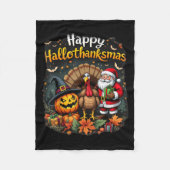 Happy Hallothanksams voor Halloween Thanksgiving H Fleece Deken (Voorkant)