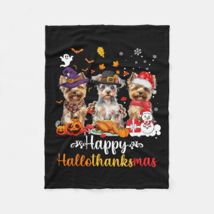 Happy Hallothanksams Yorkshire Dog Halloween Chris Fleece Deken