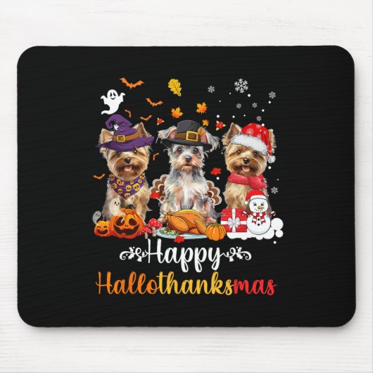 Happy Hallothanksams Yorkshire Dog Halloween Chris Muismat (Voorkant)