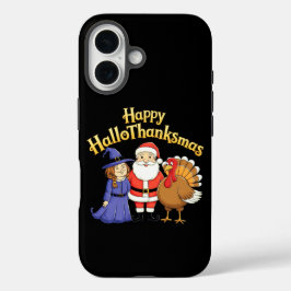 Happy HalloThanksgiving Lovers Design iPhone 16 Hoesje
