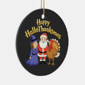 Happy HalloThanksgiving Lovers Design– Perfect Hal Keramisch Ornament (Rechts)