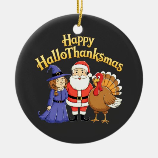 Happy HalloThanksgiving Lovers Design– Perfect Hal Keramisch Ornament (Voorkant)