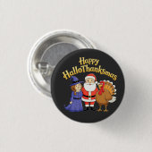 Happy HalloThanksgiving Lovers Design– Perfect Hal Ronde Button 3,2 Cm (Voorkant /achterkant)