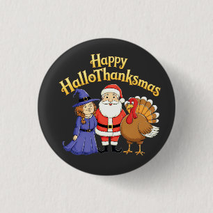 Happy HalloThanksgiving Lovers Design– Perfect Hal Ronde Button 3,2 Cm
