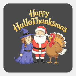 Happy HalloThanksgiving Lovers Design– Perfect Hal Vierkante Sticker