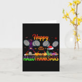Happy Hallothanksmas Badminton Witch Pet Christmas Kaart (Gele Bloem)