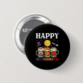 Happy Hallothanksmas bierdrinker Halloween naar XM Ronde Button 5,7 Cm (Voorkant /achterkant)